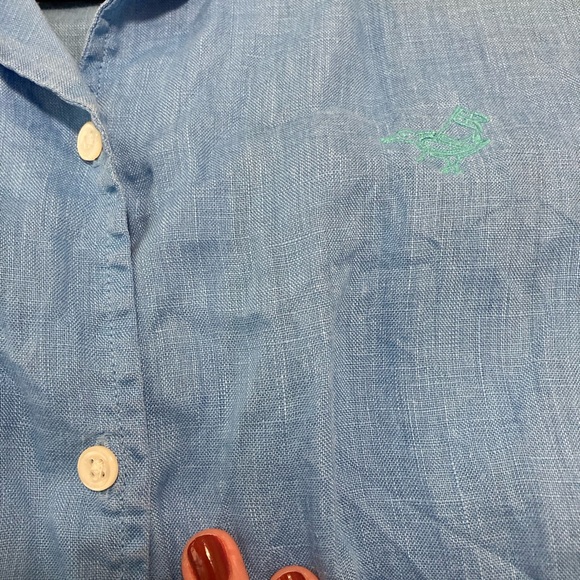 Blue Linen Blouse - Picture 4 of 6